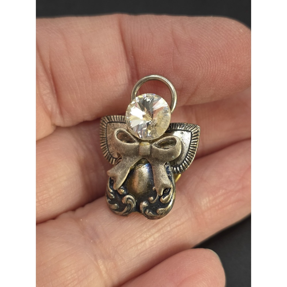 VINTAGE GUARDIAN Halo ANGEL Brooch RHINESTONE Lapel Tie Gift Pin